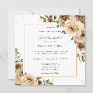Rustic Brown Cream Blommigt Greenery kommer in på  Inbjudningar