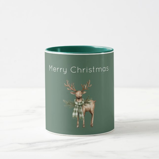 Rustic Brown Cream Green Deer Mugg (Center)