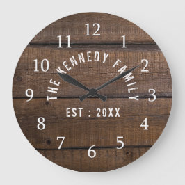 Rustic Brown Distress Wood Farmhouse Family Stor Klocka