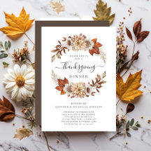 Rustic Brown Fall Blommigt Thanksgiving Middag