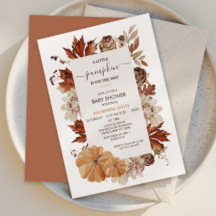 Rustic Brown Fall Little Pumpkin Baby Shower Inbjudningar