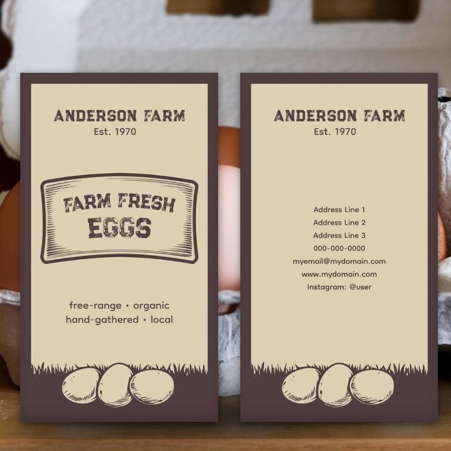 Rustic Brown Farm Fresh Eggs Visitkort (Rustic Brown Farm Fresh Eggs Business Card)
