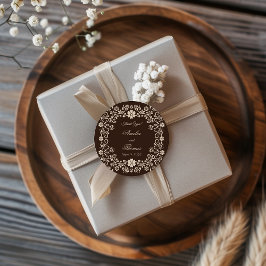 Rustic Brown Floral Wedding Thank You Runt Klistermärke