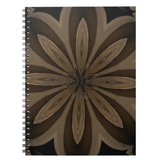 Rustic Brown Flower Kaleidoscope Design Anteckningsbok (Framsidan)