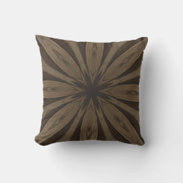 Rustic Brown Flower Kaleidoscope Design Utomhuskudde