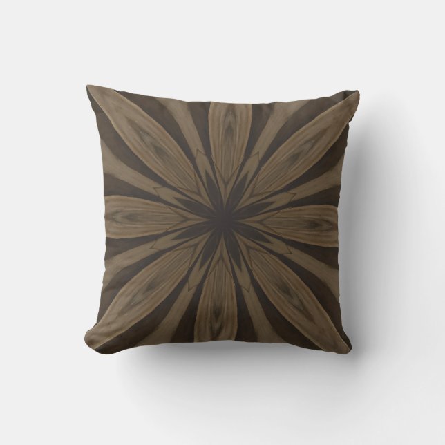 Rustic Brown Flower Kaleidoscope Design Utomhuskudde (Framsida)