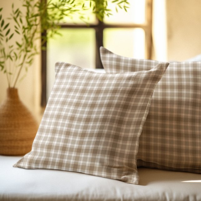 Rustic brown Gingham Plaid farmhouse pattern Kudde (Skapare uppladdad)