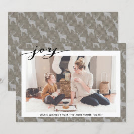 Rustic Brown Grått Burlap Elegant-skript minimalis Julkort