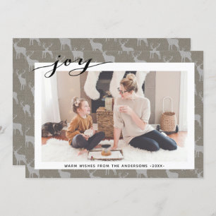 Rustic Brown Grått Burlap Elegant-skript minimalis Julkort