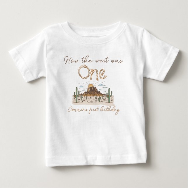 Rustic Brown How the West Was One 1-årsdag  T Shirt (Framsida)
