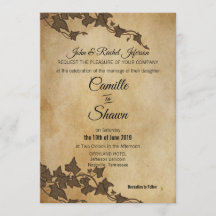 Rustic Brown Ivy Wedding-inbjudan