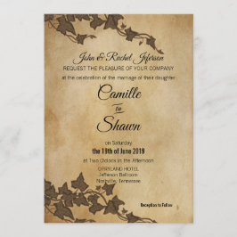 Rustic Brown Ivy Wedding-inbjudan Inbjudningar