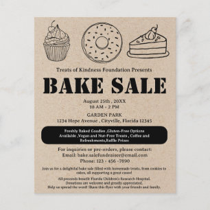 Rustic Brown Kraft Bake Sale Flygblad