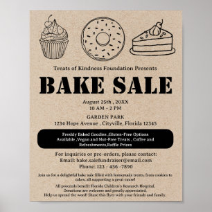 Rustic Brown Kraft Bake Sale Poster