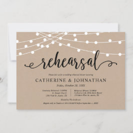 Rustic Brown Kraft, Bröllop Rehearsal och Middag I Inbjudningar