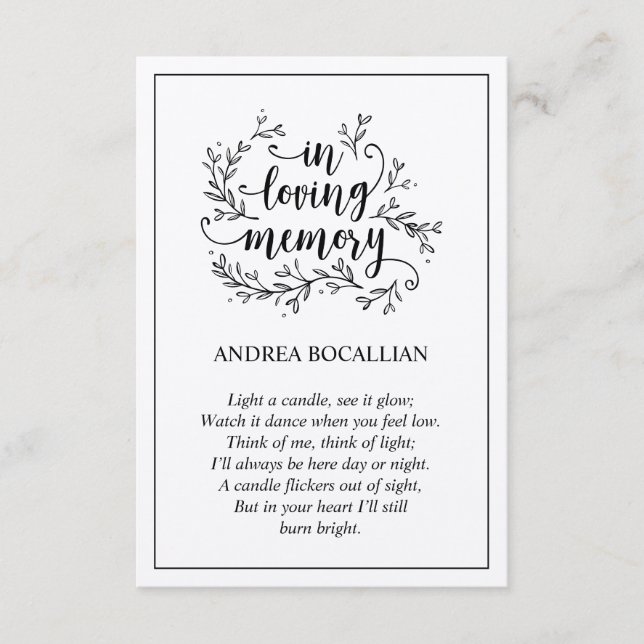 Rustic Brown Kraft Card i kärleksfullt minne Tilläggskort (Framsida)