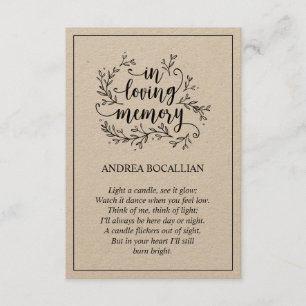 Rustic Brown Kraft Card i kärleksfullt minne Tilläggskort