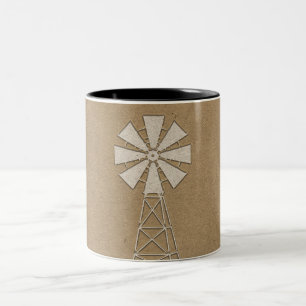 Rustic Brown Kraft Farm Kvarn Modern Land Två-Tonad Mugg