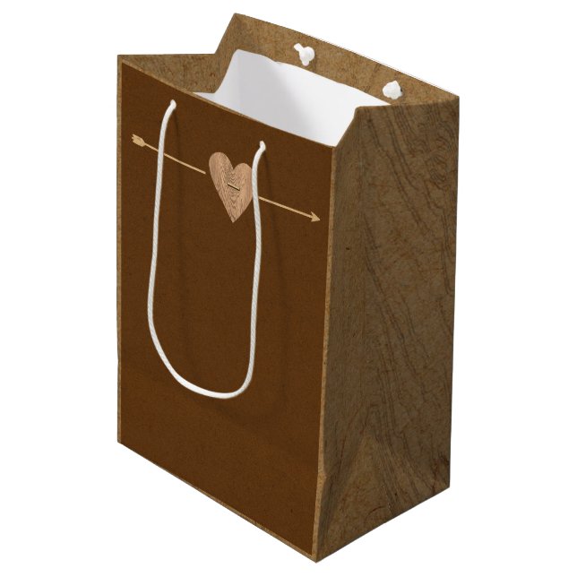 Rustic Brown Kraft Heart Arrow Woodsy (Framsidan Vinklad)