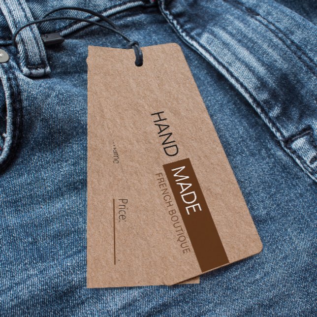 Rustic Brown Kraft Papper Clothing Pris Märkre Litet Visitkort (Rustic Brown Kraft Paper Clothing Price Hang Tag)