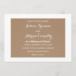 Rustic Brown Kraft Papper Land Rehearsal Dinner Inbjudningar