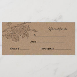 Rustic Brown Kraft Papper Löv Gift-certifikat