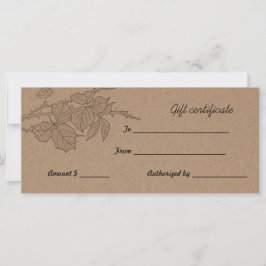 Rustic Brown Kraft Papper Löv Gift-certifikat