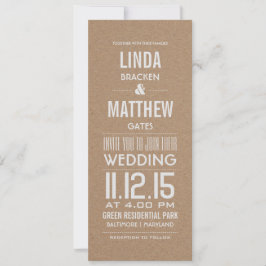 Rustic Brown Kraft Papper Modern Text Bröllop Inbjudningar