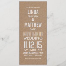 Rustic Brown Kraft Papper Modern Text Bröllop Inbjudningar