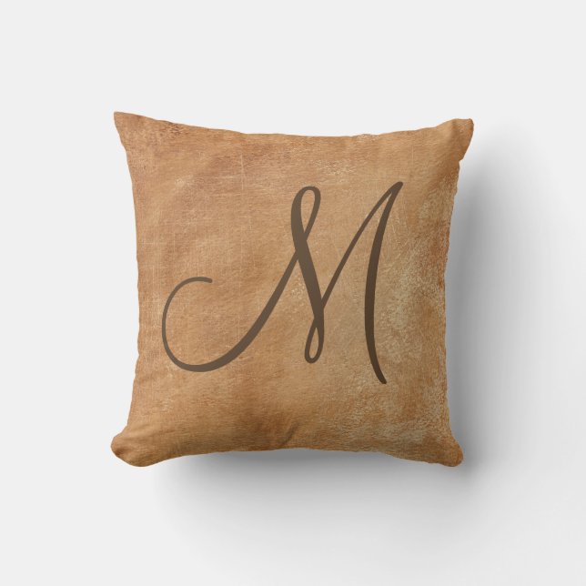 Rustic Brown Monogram Kudde (Framsida)