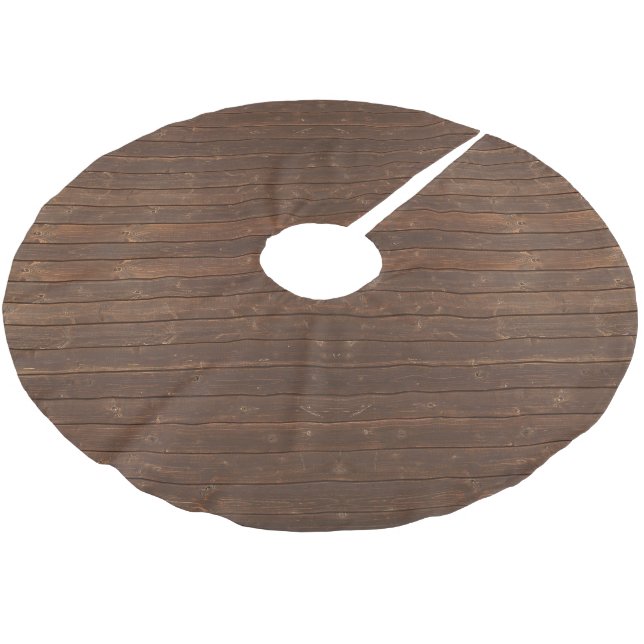 Rustic Brown Oak Wood Julgransmatta Borstad Polyester (Vinklad)