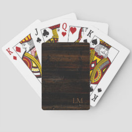 Rustic Brown och Black Wood Monogram Casinokort