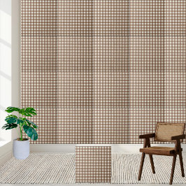 Rustic Brown och White Checkered Gingham Mönster Kakelplatta