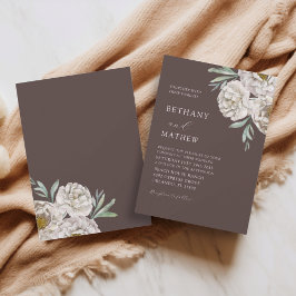 Rustic Brown & Off White Floral Wedding Inbjudningar