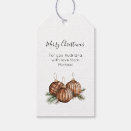 Rustic Brown Ornaments Christmas  Presentetikett