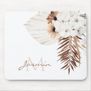 Rustic Brown Pampas Grass White Orchids Monogram Musmatta