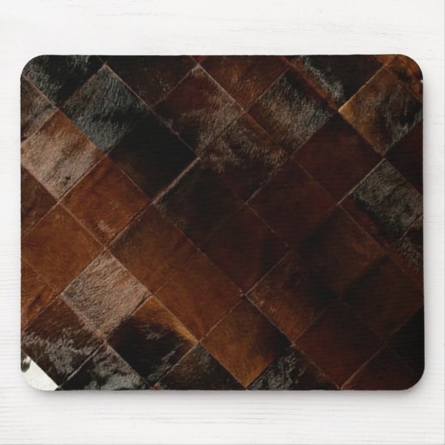 Rustic Brown Patchwork Cowhide Musmatta (Framsidan)