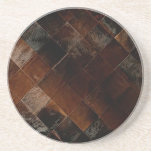Rustic Brown Patchwork Cowhide Underlägg