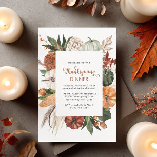 Rustic Brown Pumpkin Thanksgiving Middag Inbjudan