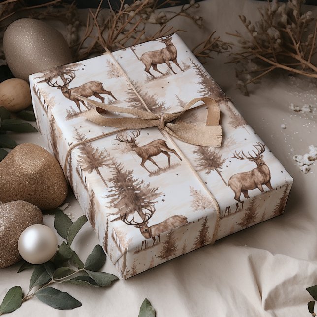 Rustic Brown Reindeer jul Presentpapper (Skapare uppladdad)