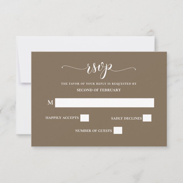 Rustic Brown Simple Calligraphy Modern Bröllop OSA Kort (Framsida)