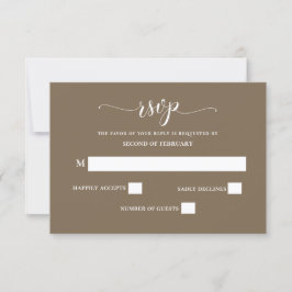 Rustic Brown Simple Calligraphy Modern Bröllop OSA Kort