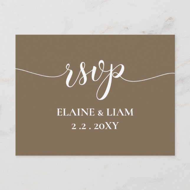 Rustic Brown Simple Calligraphy Modern OSA Inbjudan Vykort (Framsida)