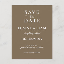 Rustic Brown Simple Calligraphy sparar datumet Meddelande Vykort
