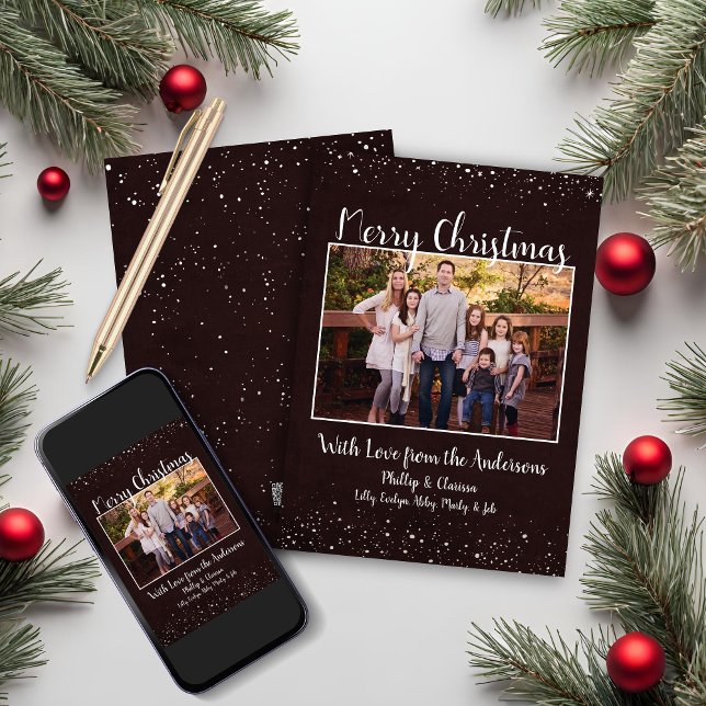 Rustic Brown Snowy-julkort Julkort (Rustic Brown Snowy Christmas Card)