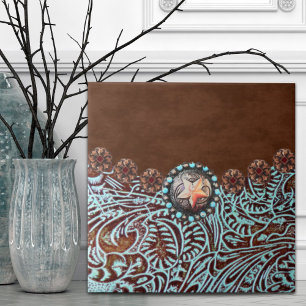 Rustic Brown Turcouise Cowboy Westernare Land Kakelplatta