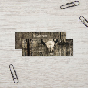 Rustic Brown Westernare Bull Skull Vintage Barn Mini Visitkort