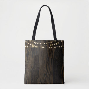 Rustic Brown Whimsical Wood String Ljus Tygkasse