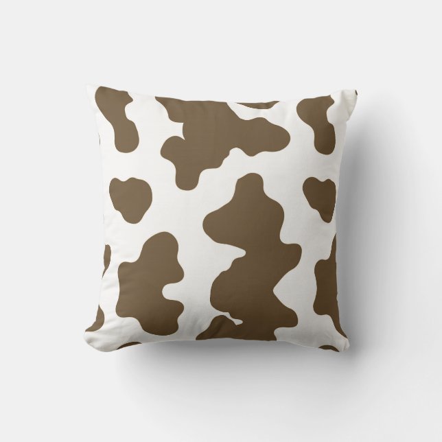 Rustic Brown & White Cow Print Land Western Kudde (Framsida)