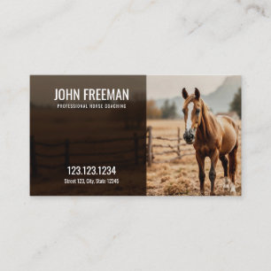 Rustic Brown & White Horse Ranch Equine Visitkort
